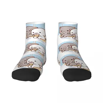 Чорапи-Рокли Peach And Goma Mochi Cat Bubble Tea Облекло за Мъже И за Жени, Топли Забавни Чорапи За Екипажа, на Новост