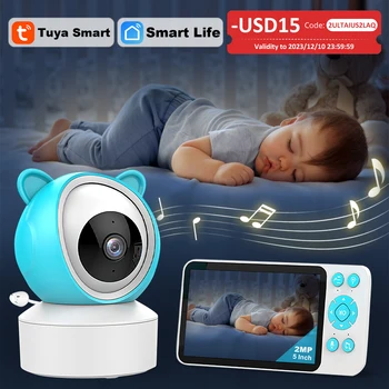 Камера за гледане на Hristo Smart WIFI Напомняне за хранене на Температурата Откриване на звука вик Аудио Видео Lullaby Камера за бебефони и радионяни 1080P
