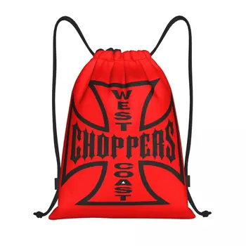 West Coast Желязо Chopper Раница с преминаването шнурком, за жени и за мъже, Спортен раница за фитнес, Сгъваема чанта за пазаруване, чанта