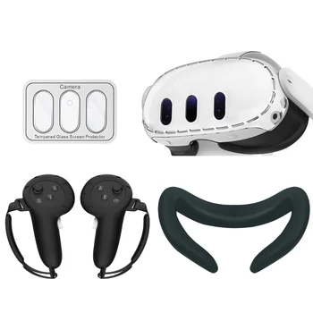 4 в 1 Комплектен аксесоар за виртуална реалност за виртуална слушалки и контролер, силиконова маска за очите калъфче за слушалки, необходими аксесоари
