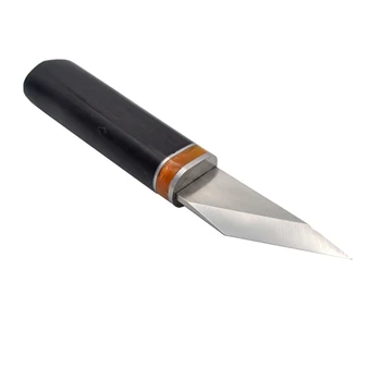 Нож За Изтъняване на Кожата D2 Неръждаема HRC 60 Със Скосен Нож, Режещ Инструмент За фабрика за щавене на кожи Занаяти, Ръчна изработка, По-Тънък Нож с Дръжка от Черно Дърво