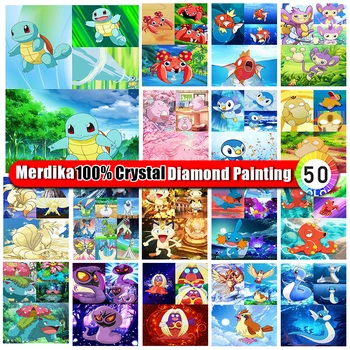 Размер на изображението 100% Картина от кристали и диаманти Pokemon Новата Колекция 2024, Пълна с Диамантени Плочки 5D, Комплекти за бродерия бод 