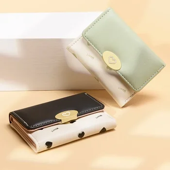 Нова корейска версия на женски портфейл, дамска къса проста студентска чанта с няколко карти, портфейл за монети с голям капацитет
