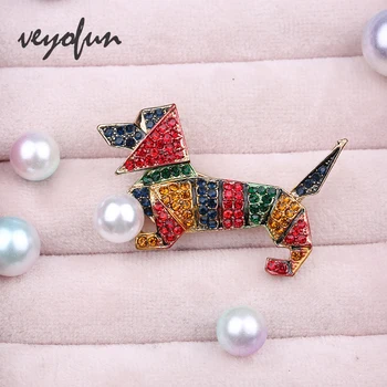 Veyofun Сладко кученце с кристали, модни брошки, игли за жени, модни бижута, подарък на едро