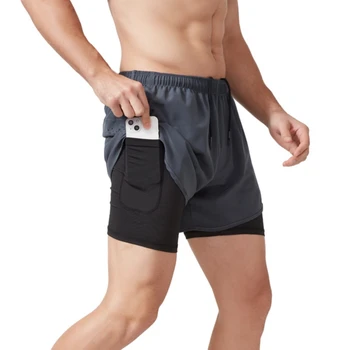 Мъжки панталони свободно намаляване за джогинг, бързо съхнещи мъжки спортни двуслойни ежедневни панталони за фитнес
