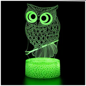Нощен бухал 3D Иллюзионная лампа нощна светлина в 7-цветен нощна лампа за бебета Нощни лампи Украса спални Подарък Детски лека нощ