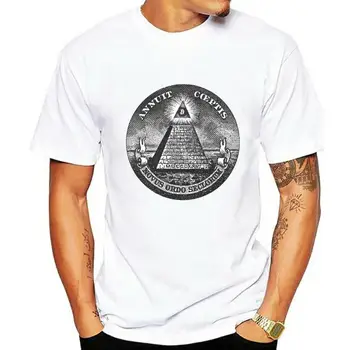 Тениска Annuit Coeptis Novus Ordo Seclorum, подарък за очите, Пирамида, Илюминатите, потници, ризи с кръгло деколте, в пълен размер