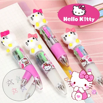 4 цвят Химикалка Писалка Sanrio Hello Kitty Мини Сладки Преносими Кошари Kawaii Канцеларски материали Back To School Аксесоари Силиконова Кукла