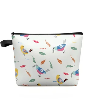 Пътна косметичка с птичьими листа и цветове, преносима чанта за съхранение на козметика, женски водоустойчив молив случай