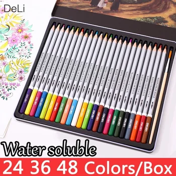 Водоразтворим цветен молив 24 36 48 цвята Акварелни моливи Школа по рисуване за деца, Цветни моливи, за да проверите за рисуване