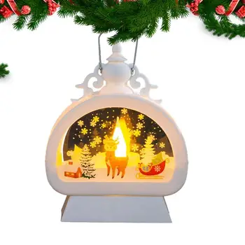 Коледна настолна лампа, Коледна сцена, Лампа с дръжка, модел под формата на снежинки, Ретро украшение на драпировках, Елегантна настолна лампа за помещения