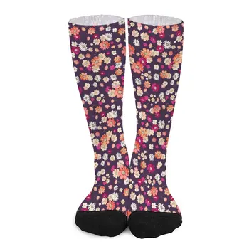 Чорапи с цветен модел Ditsy, чорапи в стил ретро с хубав цветен принтом, есенни мини дамски чорапи, меки улични чорапи за поръчка
