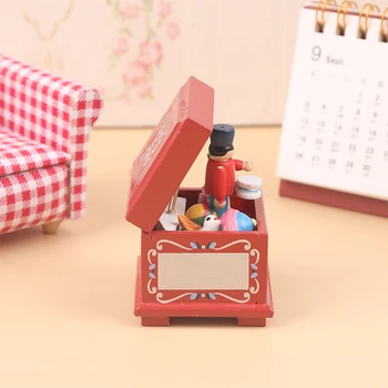 Куклена къща в миниатюра 1:12, Коледна кутия за играчки, Модел Щелкунчика, Дървена кутия за съхранение, Аксесоари за декори куклена къща