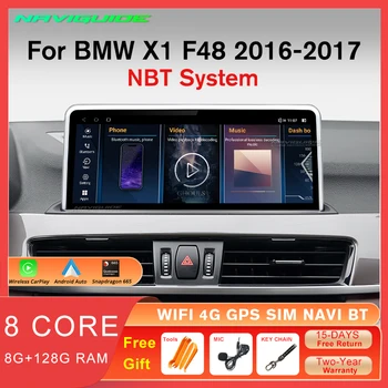 NAVIGUIDE 12,3-инчов Авто Радио Android12 За BMW X1 F48 2016-2017 NBT 360 Carplay GPS Навигация Мултимедиен Плеър Bluetooth Аудио